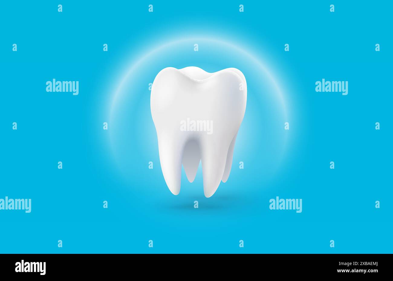 Tooth white, 3D illustration of a tooth on a light background. Vector ...