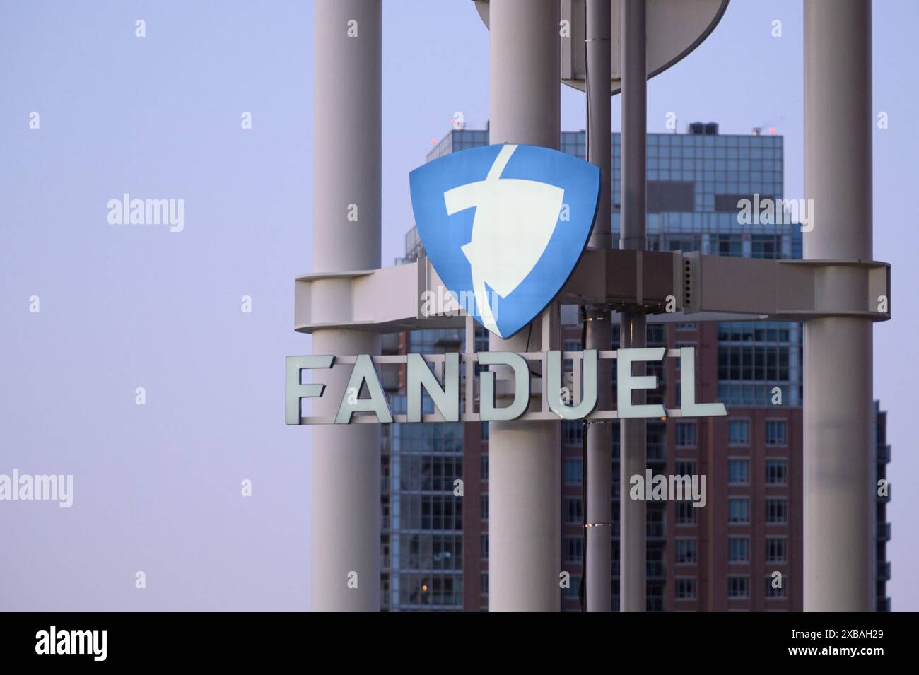 Toronto, ON, Canada – August 5, 2023: View at the Fanduel company sign in Toronto Stock Photo