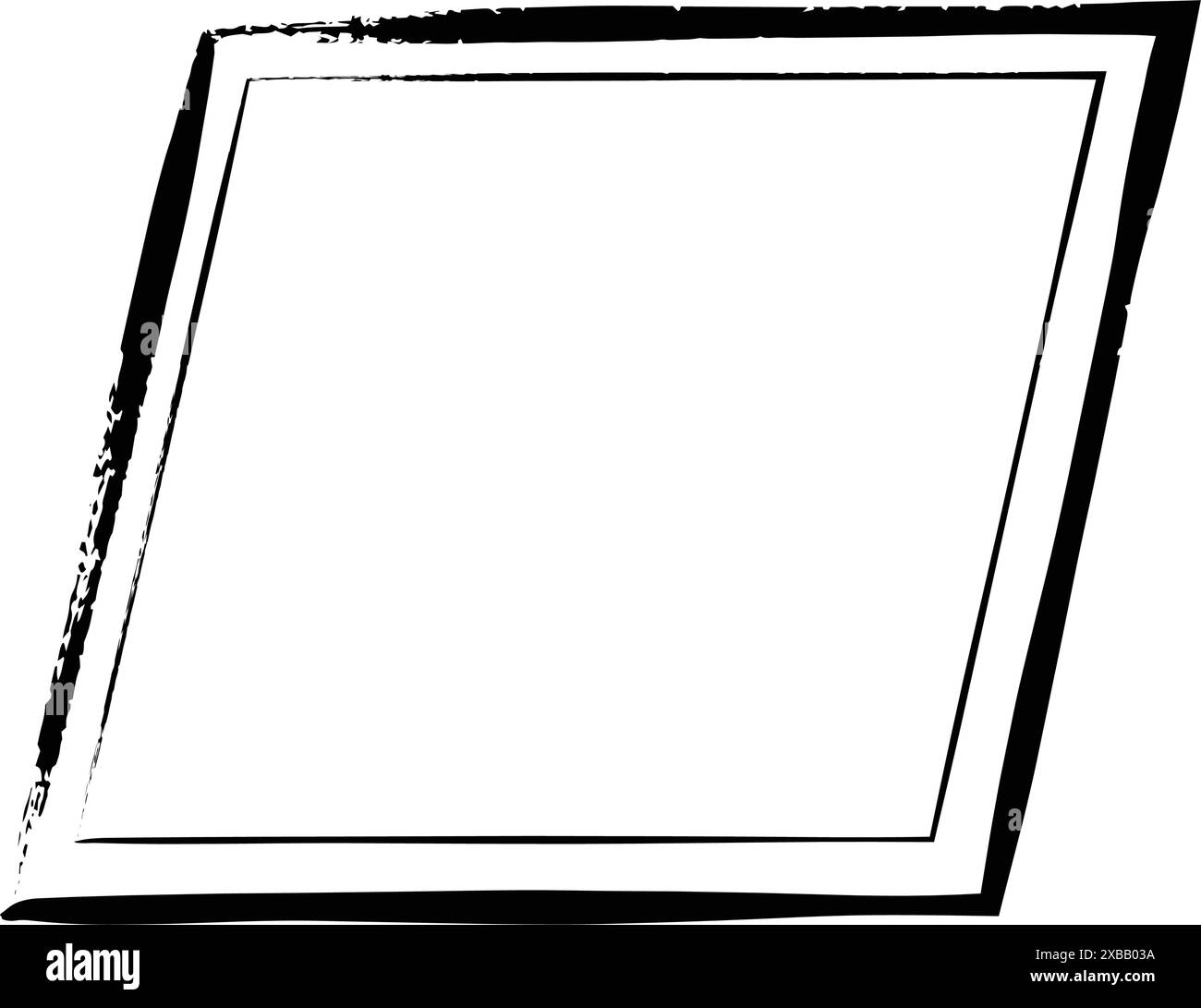 Frame parallelogram texture element, outline border grunge shape icon ...
