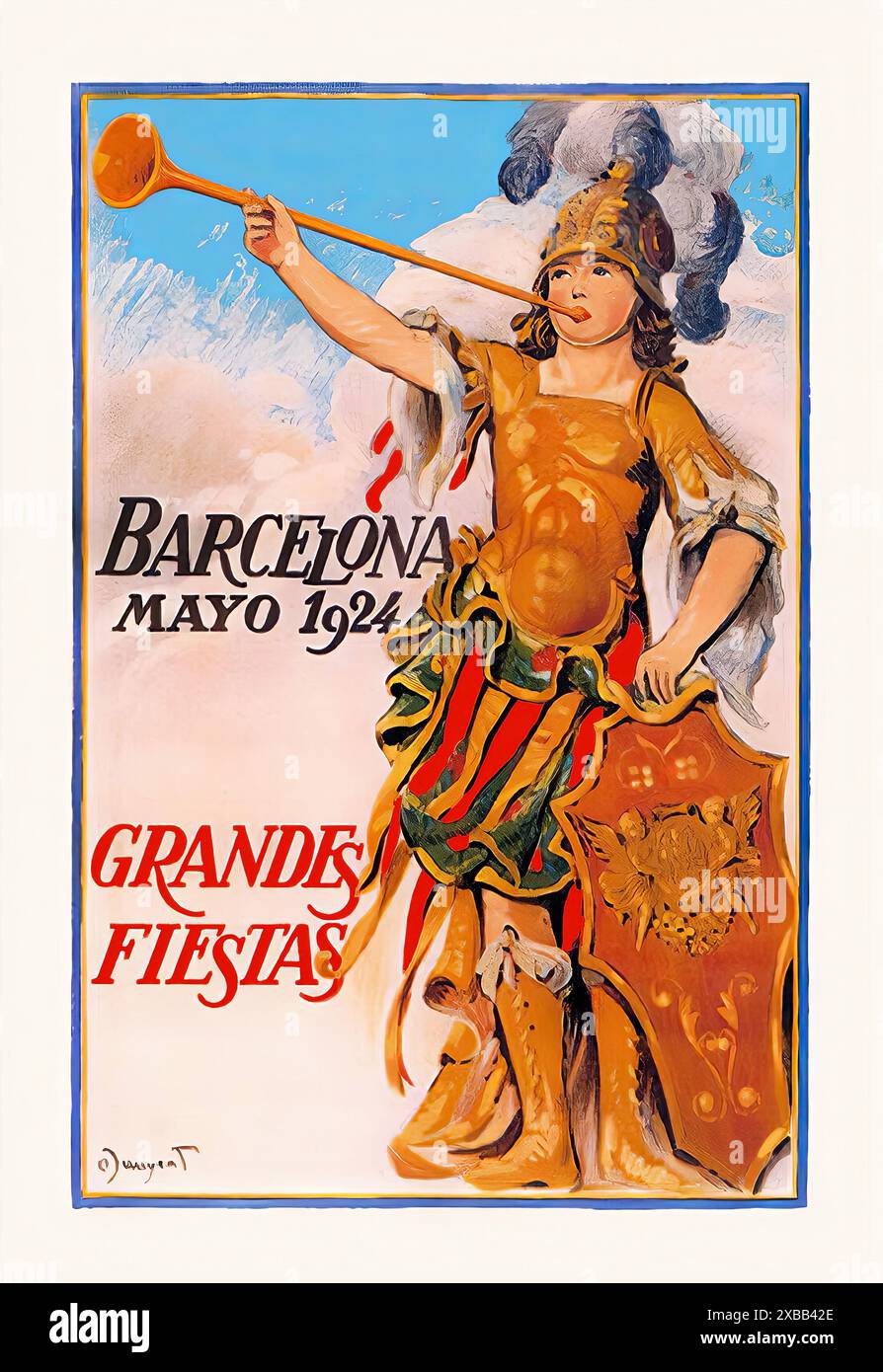 Vintage barcelona poster hi-res stock photography and images