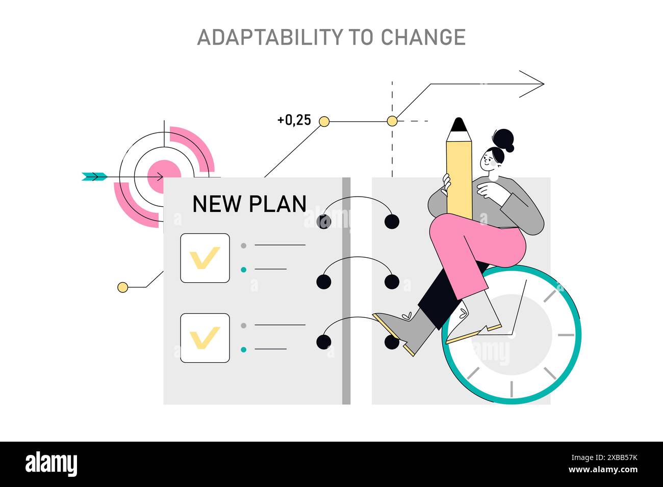 Soft Skills concept. Illustration capturing the process of adapting to