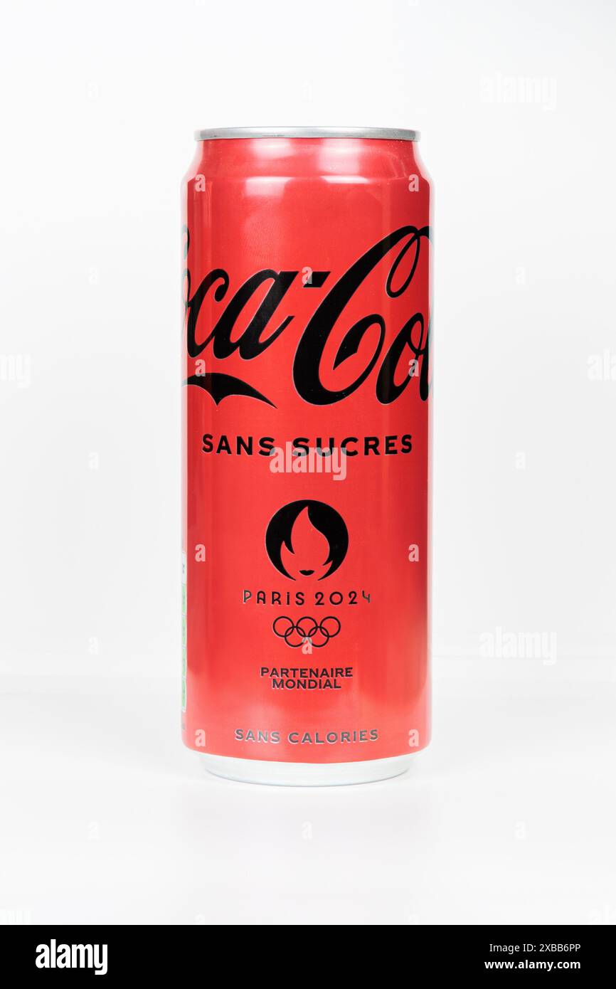 Paris, FranceJune 10, 2024 CocaCola can commemorating the 2024