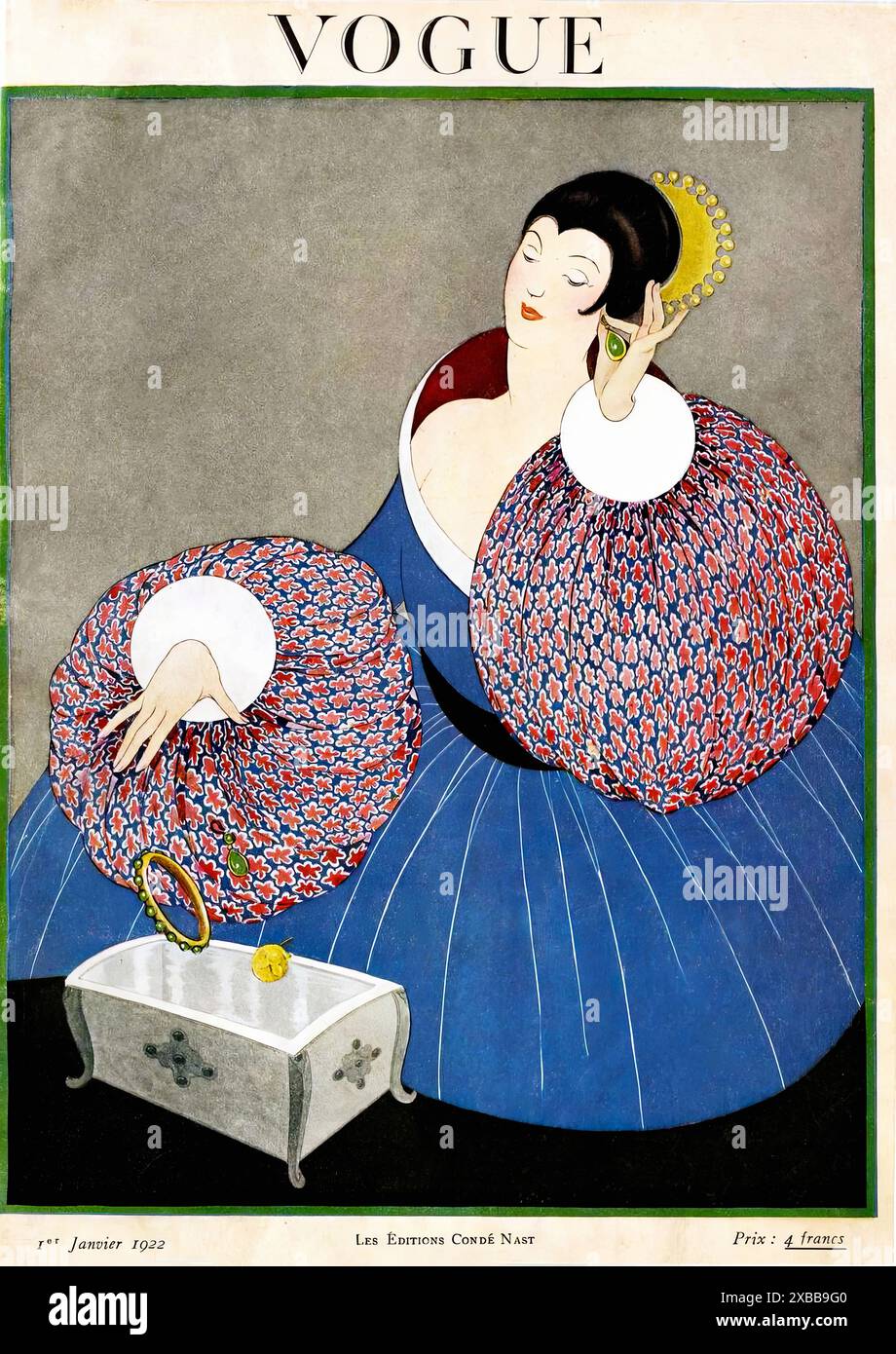 French Vogue, Dec. 1, 1921 Vintage Illustrated Magazine Cover Stock Photo