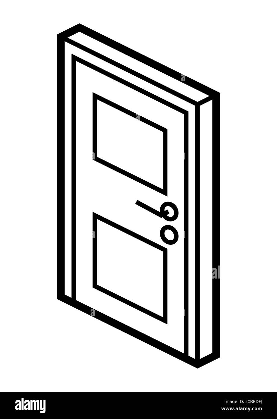 Door icon in isometry style. Repair image for website, app, logo, UI design. Stock Vector