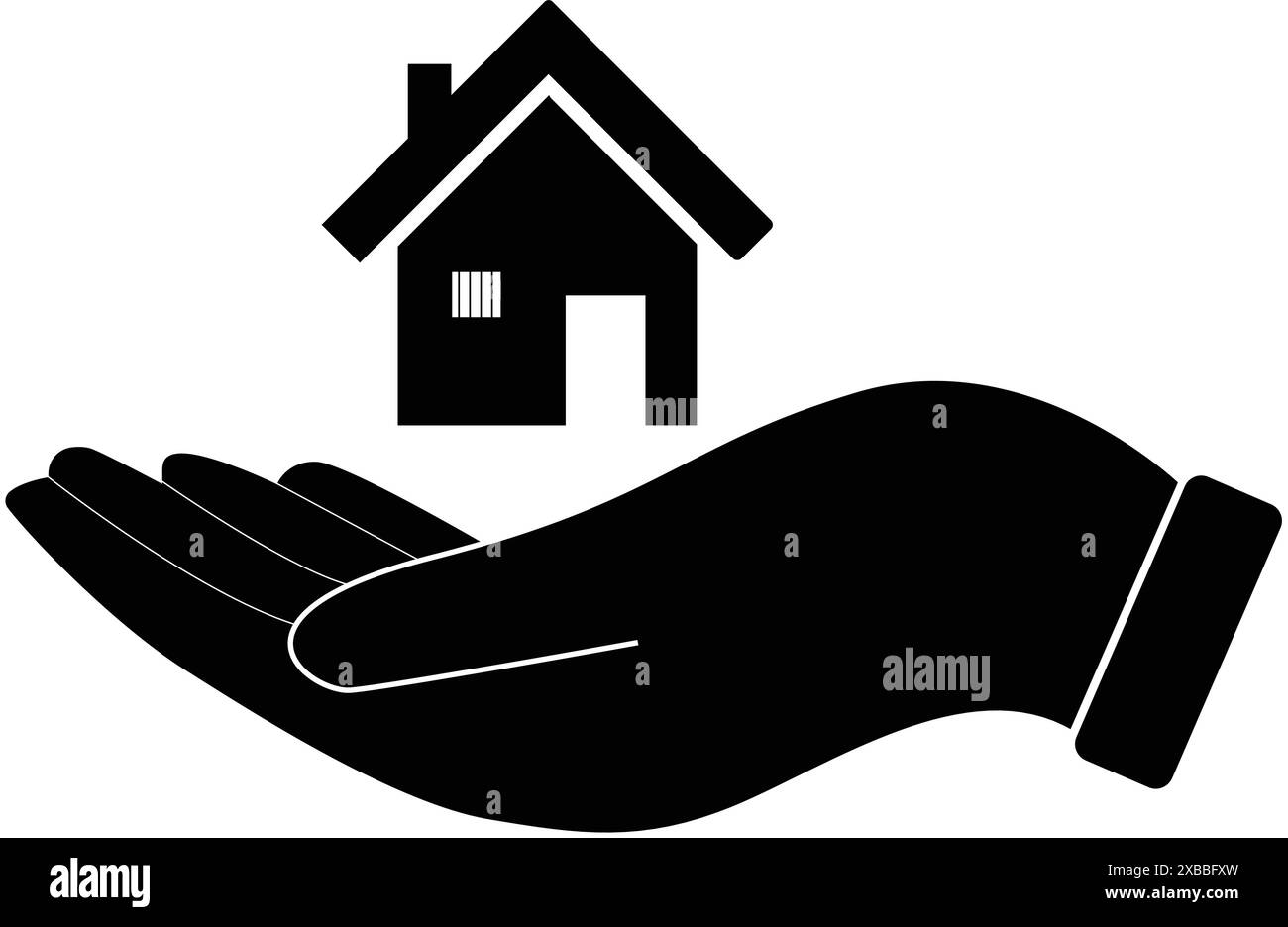 Hand with home icon, purchase house, home loan, home saving, hand holding house, Buying property real estate Stock Vector
