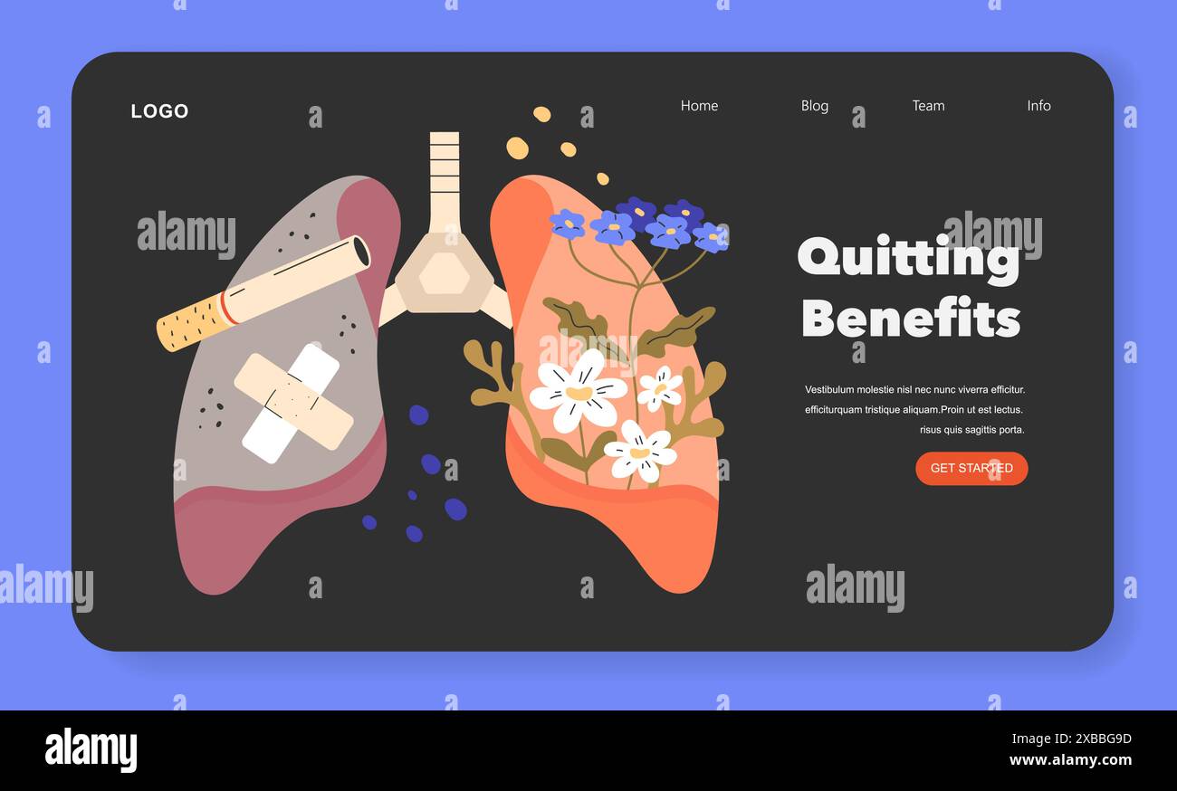 No Tobacco Day concept. Illustration showing lung healing and benefits of quitting smoking with
