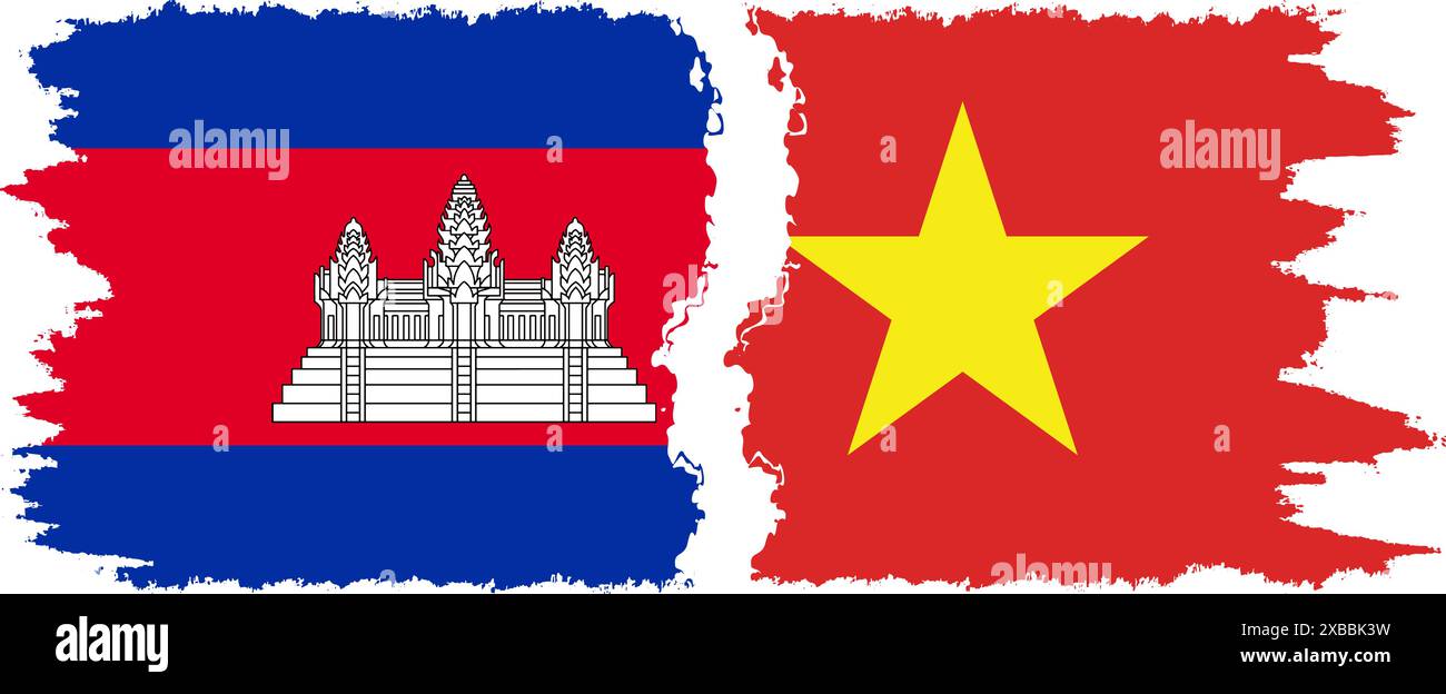 Vietnam and Cambodia grunge flags connection, vector Stock Vector Image ...