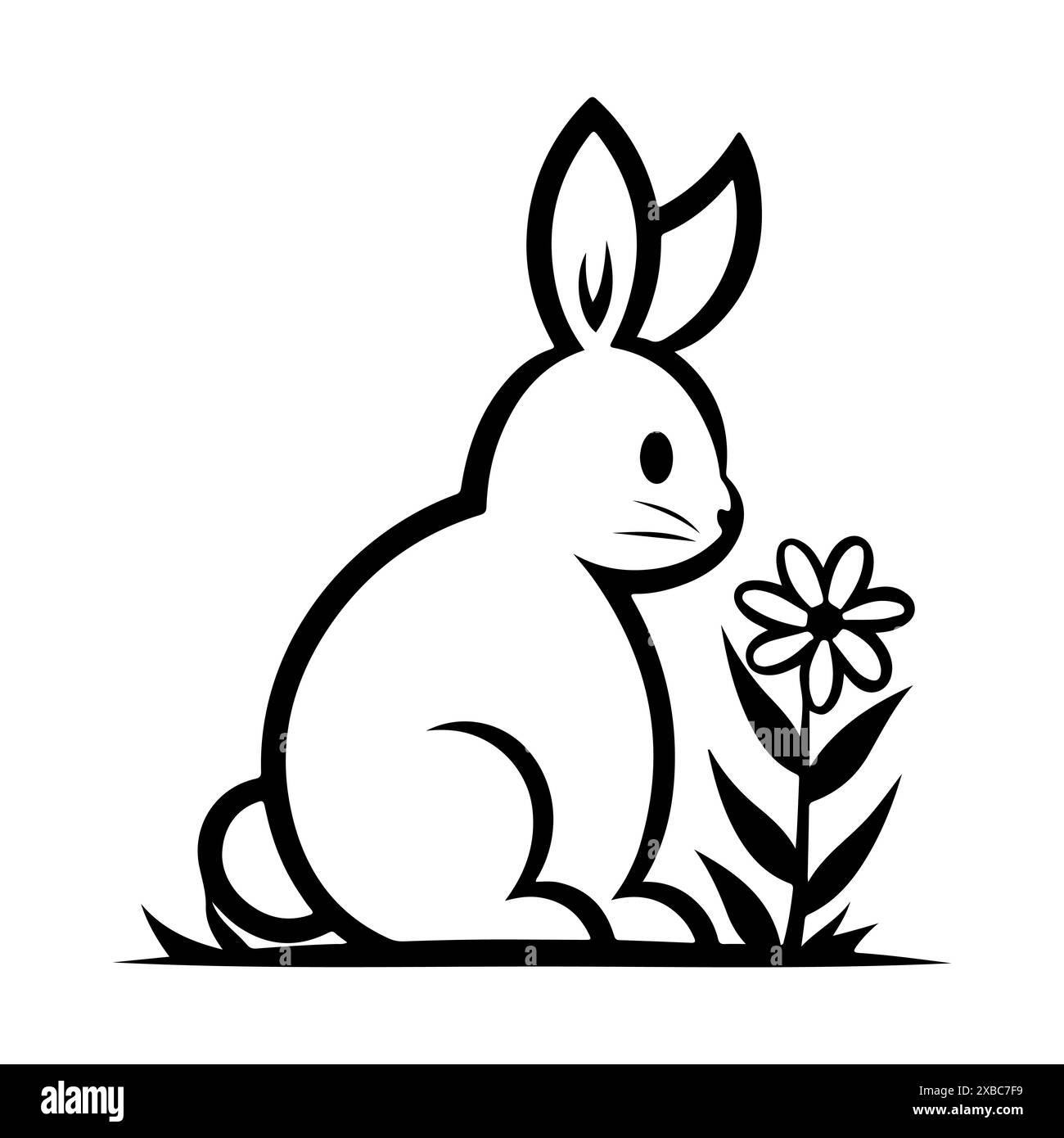 Flower Rabbit logo or modern line icon. Vector line art and icon design ...