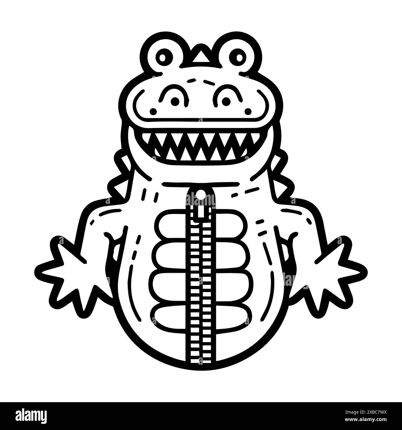 Croc Zipper logo or modern line icon. Vector line art and icon design
