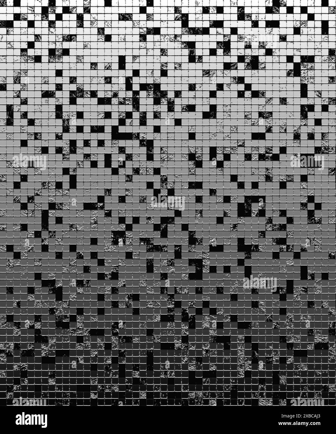 Abstract mosaic with black and white squares forming a gradient from ...