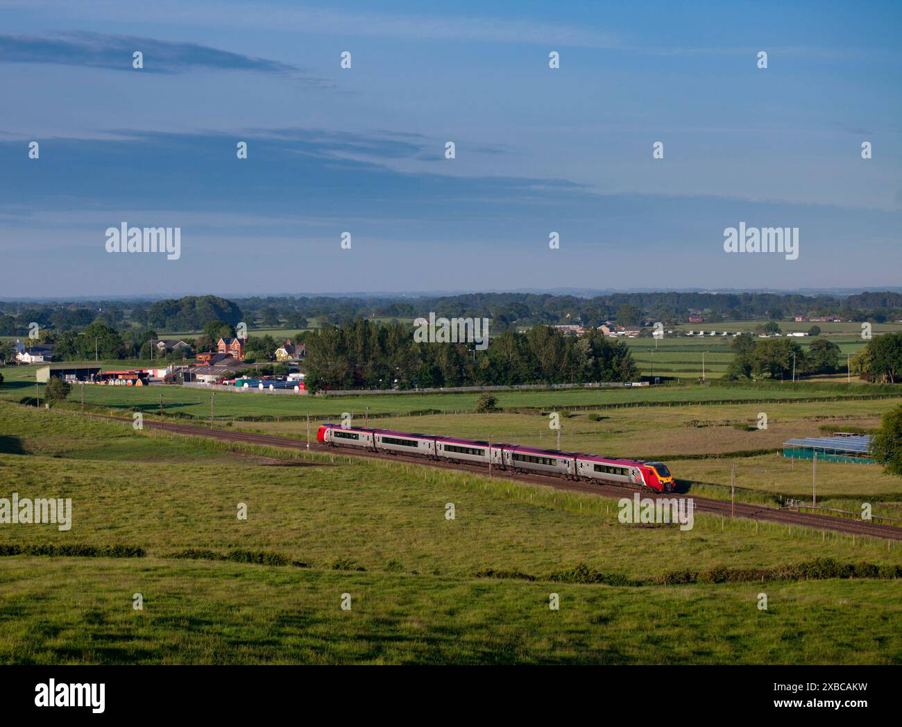 Virgin Trains  221 diesel voyager train on the west coast mainline in Lancashire Stock Photo