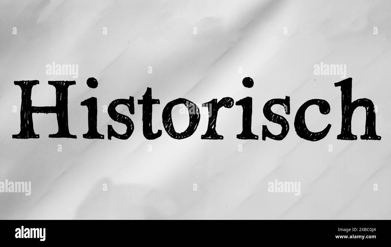 Historic lettering, black and white, North Rhine-Westphalia, Germany ...