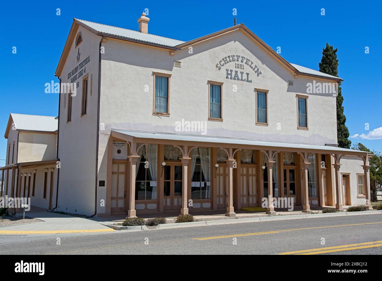 1881 adobe style Schieffelin Hall opera house, theater, meeting place on Fremont street in downtown Tombstone Arizona — April 2024 Stock Photo