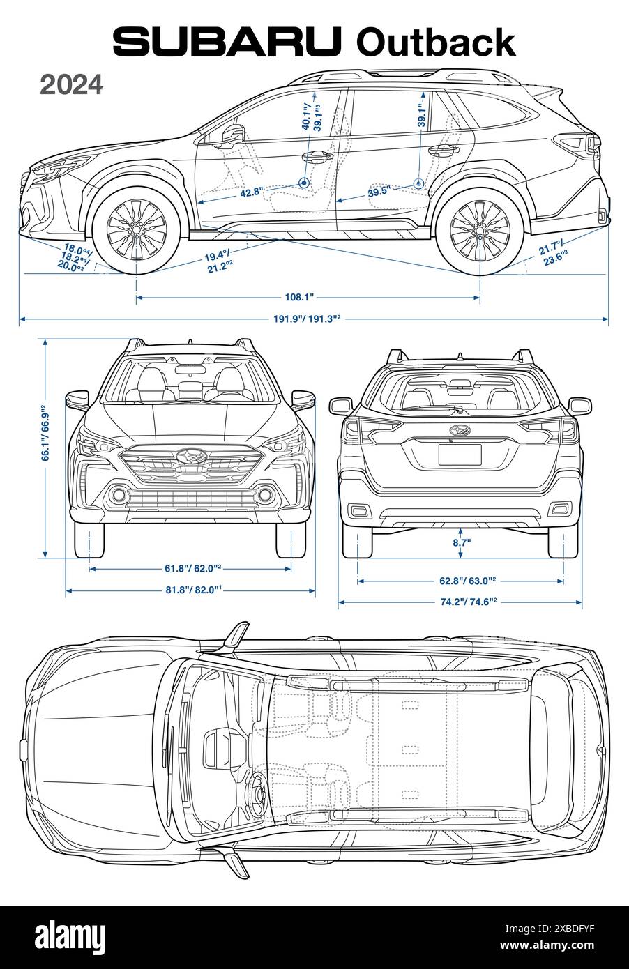 Subaru Outback 2024 car blueprint Stock Vector Image & Art Alamy