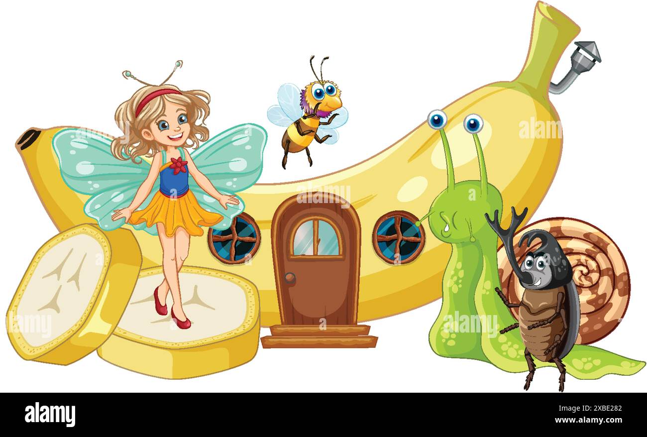 Fairy with insects near a banana house Stock Vector Image & Art - Alamy