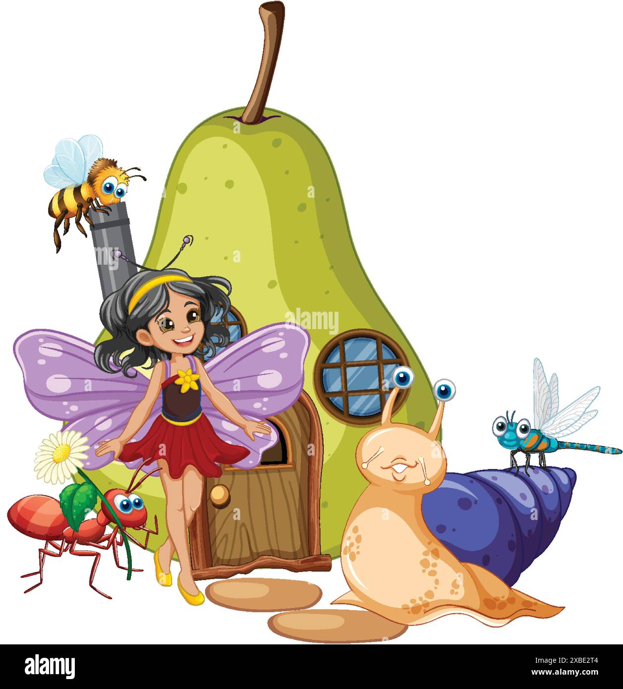 Fairy with insects near a pear house Stock Vector Image & Art - Alamy