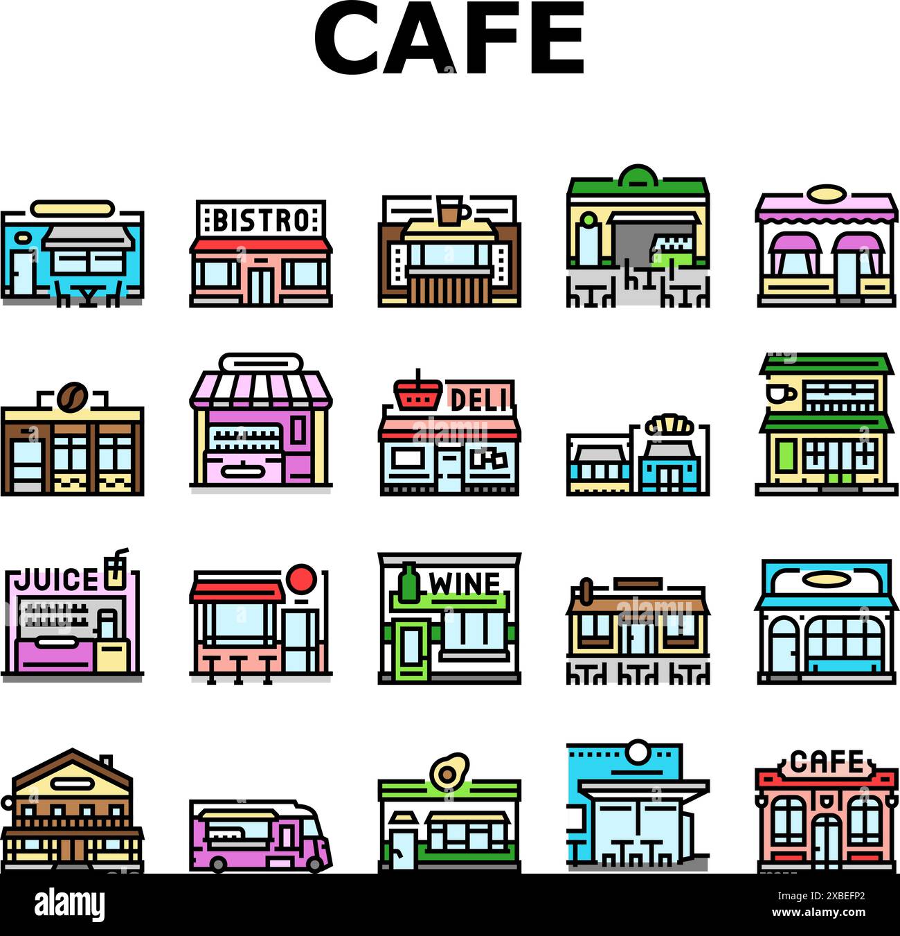 street-cafe-food-burger-festival-icons-set-vector-stock-vector-image