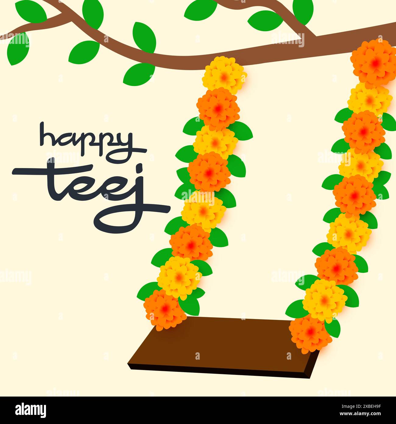 happy teej festival illustration in flat style design Stock Vector