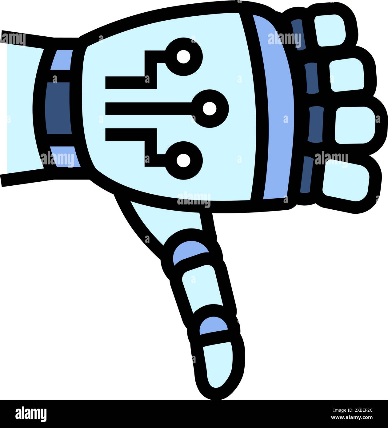 thumb down robot hand gesture color icon vector illustration Stock ...