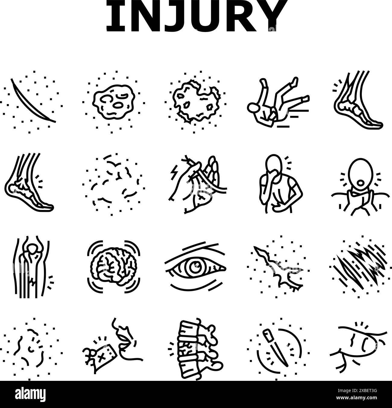 household injury accident human icons set vector Stock Vector Image ...