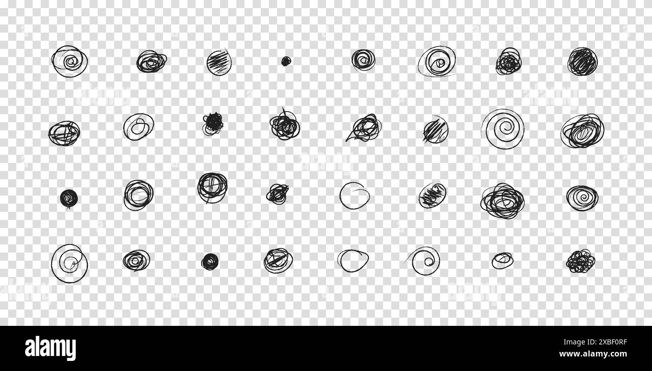 Set of hand drawn doodle circles in a grunge style. Scribble doodle ...
