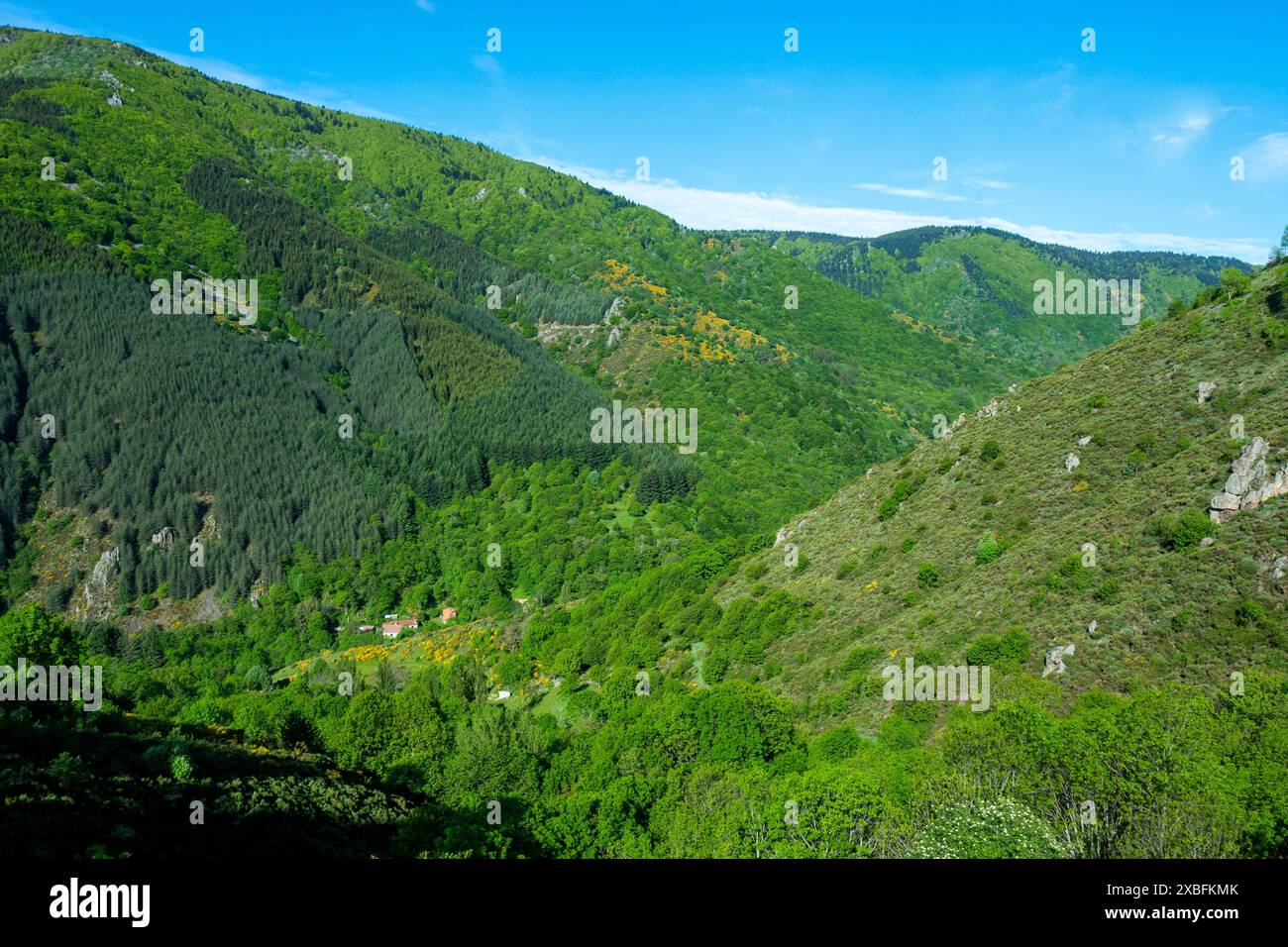 View of the Vivarais mountains from the rise of Col de la Chavade
