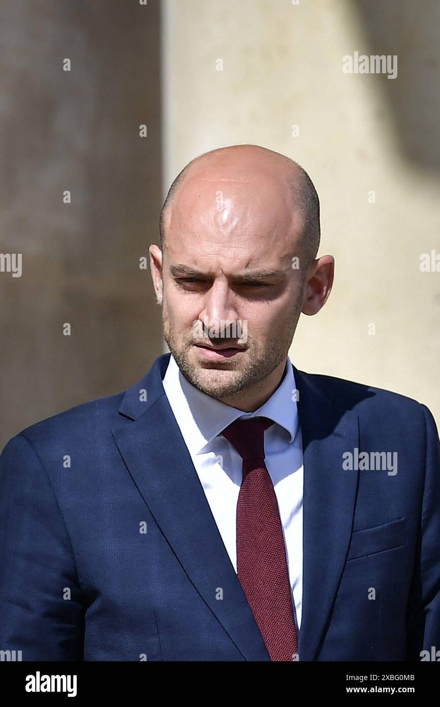 French Deputy Minister for Europe JeanNoel Barrot exits the Elysee