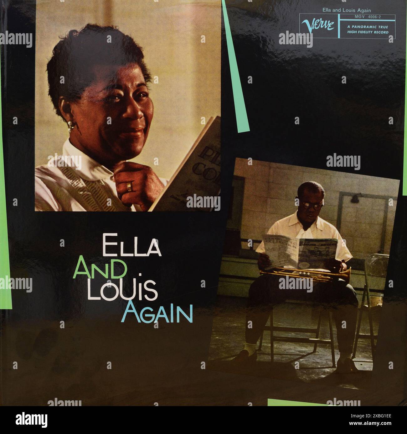 Vintage vinyl record cover. Ella and Louis Again Stock Photo