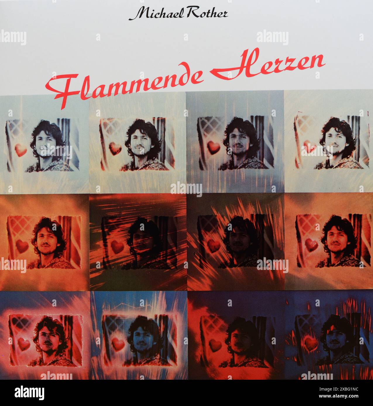 Vintage vinyl record cover. Michael Rother-Flammende Herzen 1976 Stock ...