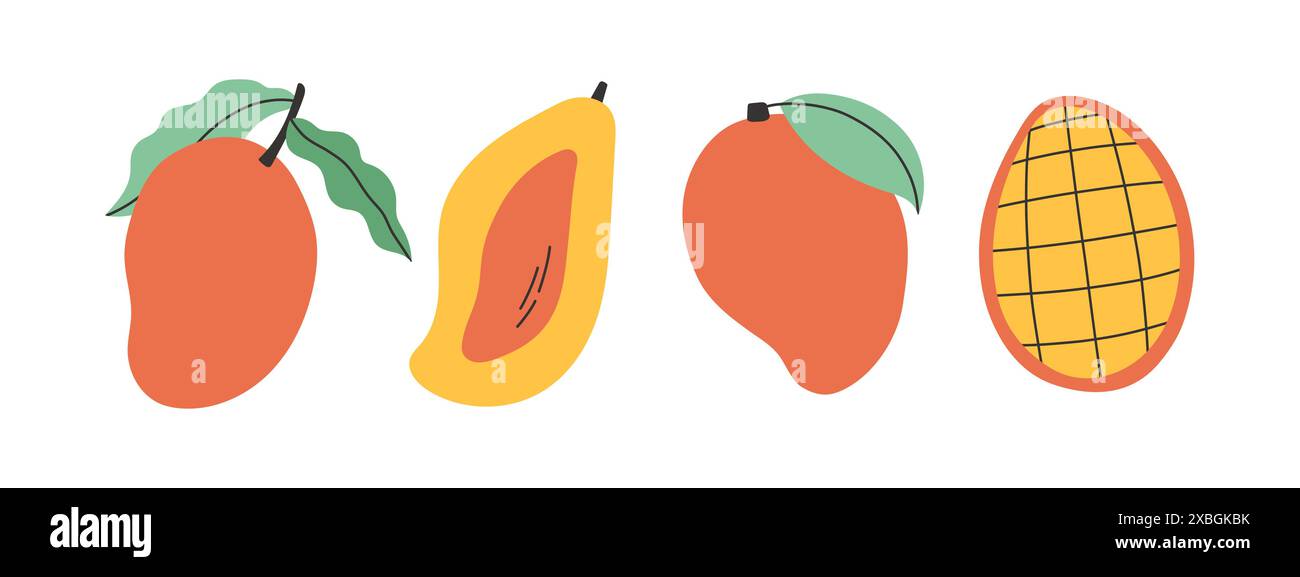 Set of abstract vector mango. Simple mango. Tropical fruit collection ...