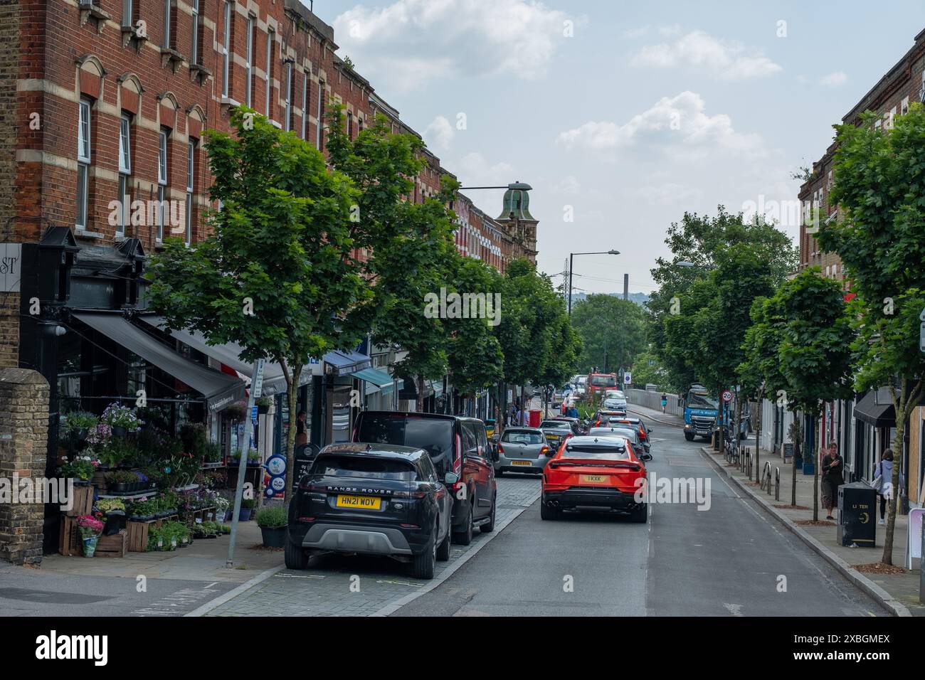 LONDON JUNE 6, 2024 Leopold Road in Wimbledon, a street of shops in