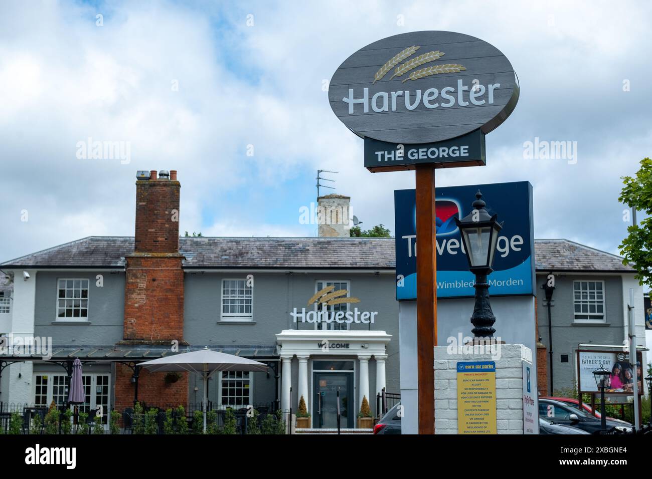 LONDON JUNE 10, 2024 Harvester The and Travelodge hotel in