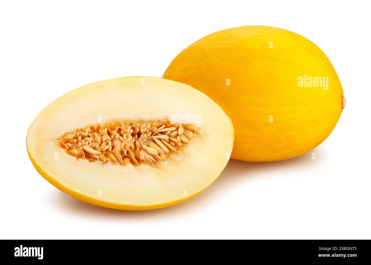 sliced melon path isolated on white Stock Photo