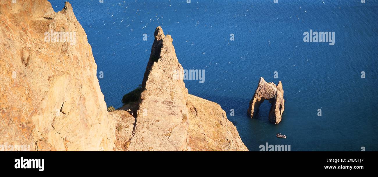 Karadag mountain, Golden Gate Rock and Black Sea. Koktebel, Crimea ...