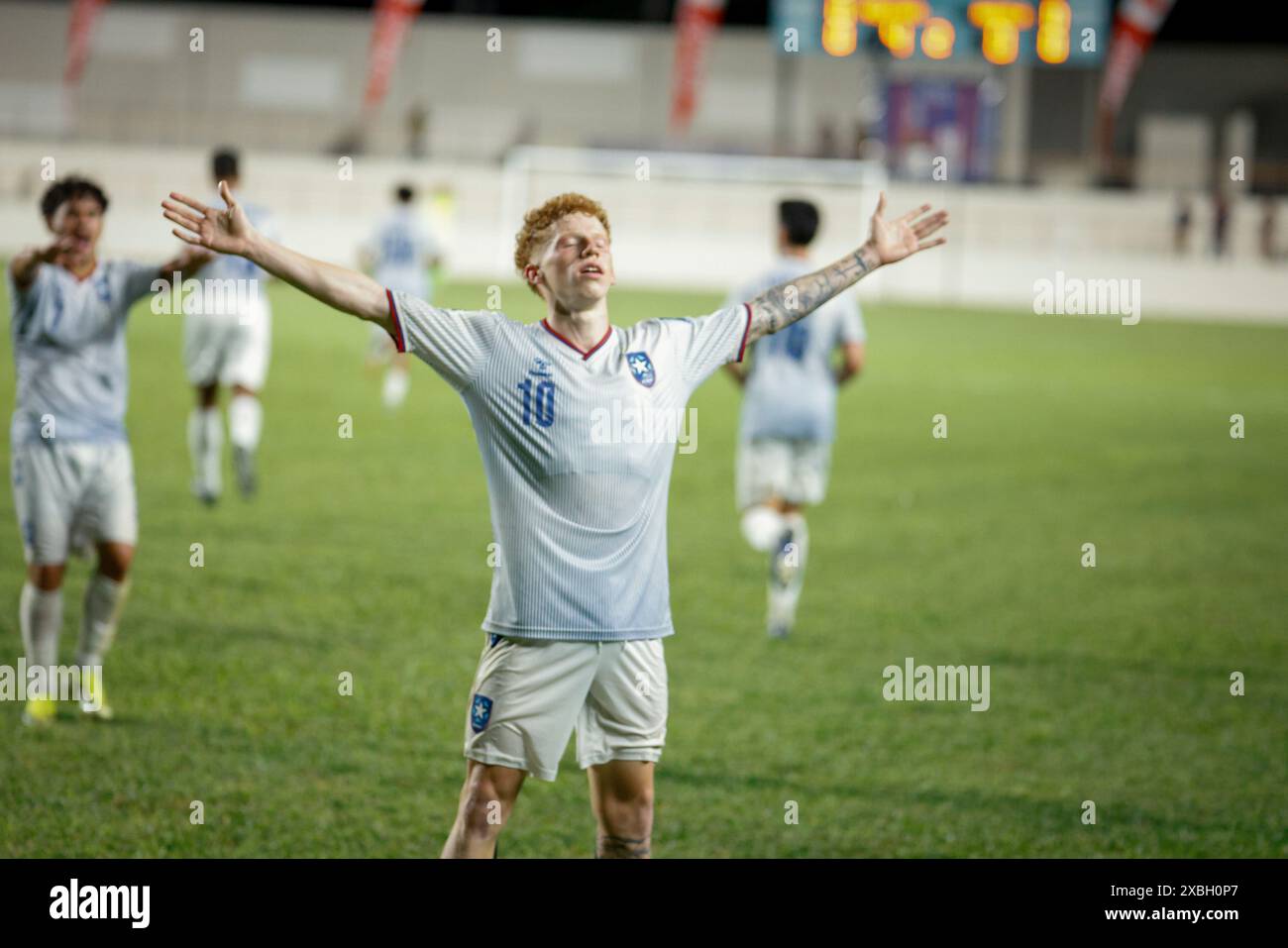Puerto Rico striker Jeremy De León celebrated the goal the 2026 FIFA