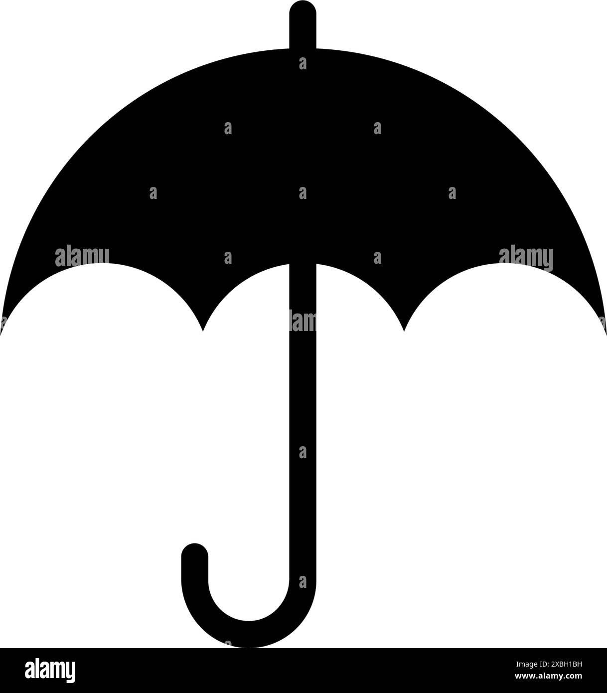 A clean and timeless black and white vector icon of an open umbrella ...