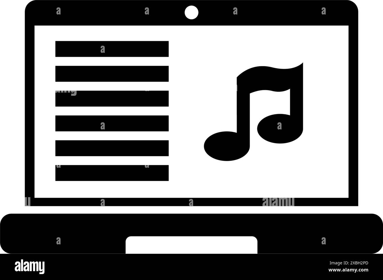 Modern laptop icon with a musical note, symbolizing digital music ...