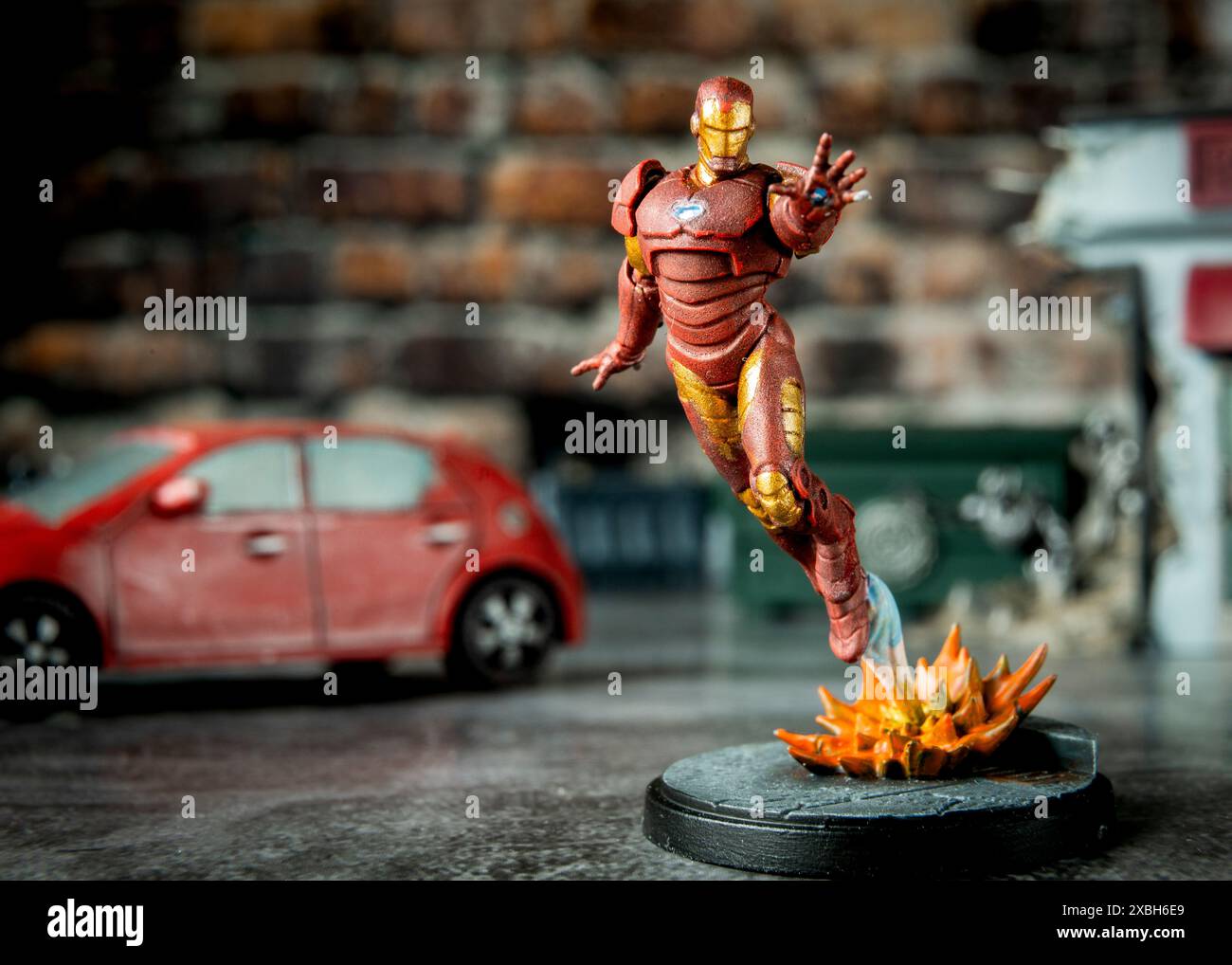 Invincible sIron Man, Tony Stark, painted Marvel Crisis Protocol Figure, Atomic Mass Games © Clarissa Debenham / Alamy Stock Photo