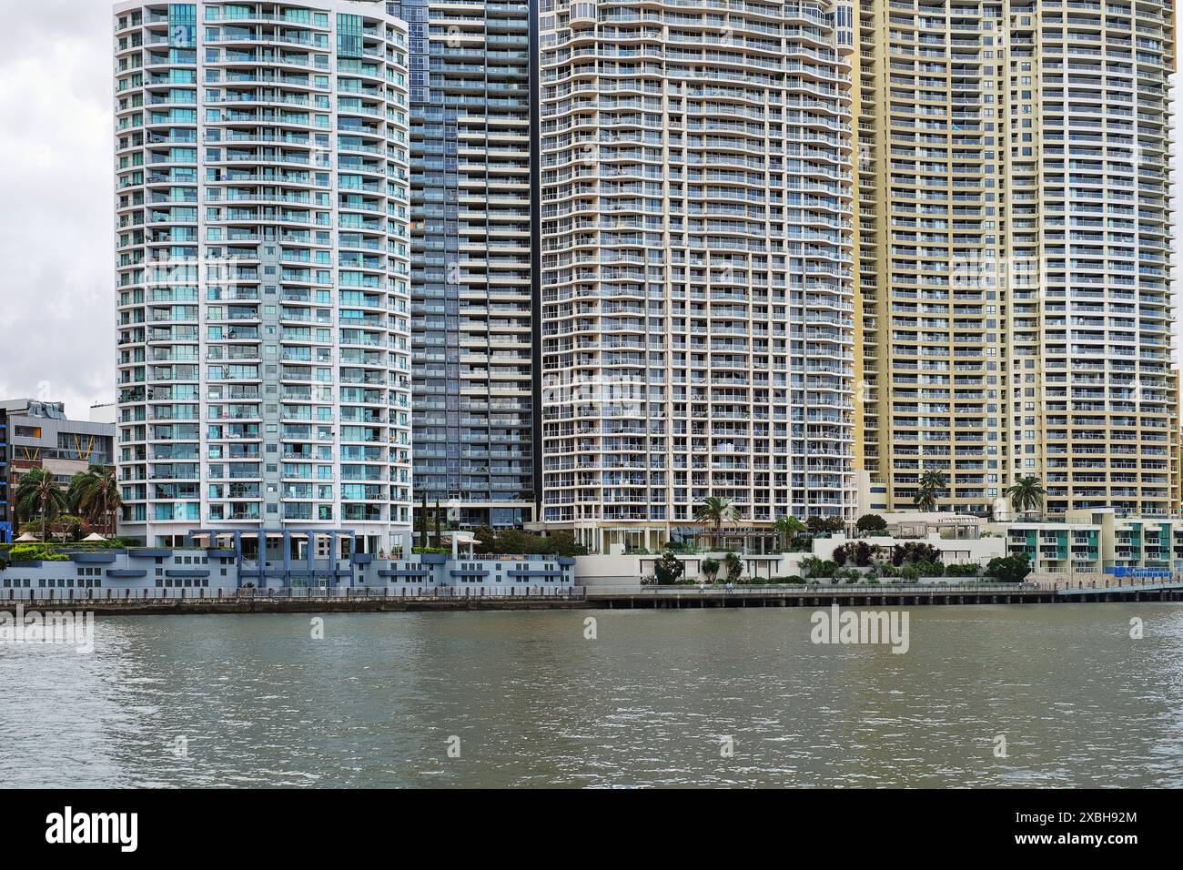 Massed geometry of verandahs and windows from the riverside high-rise ...