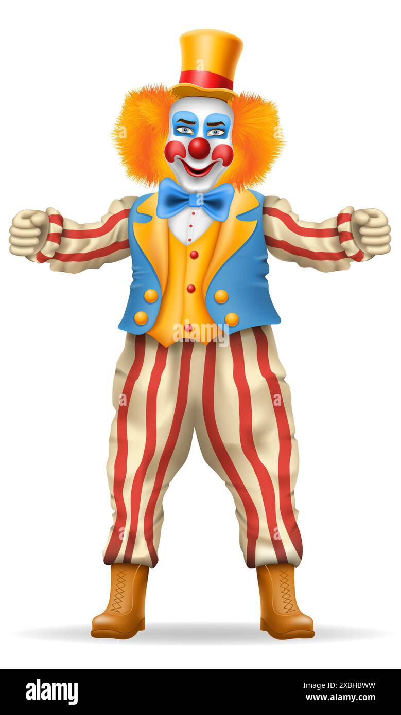 cheerful clown actor and circus character vector illustration isolated ...