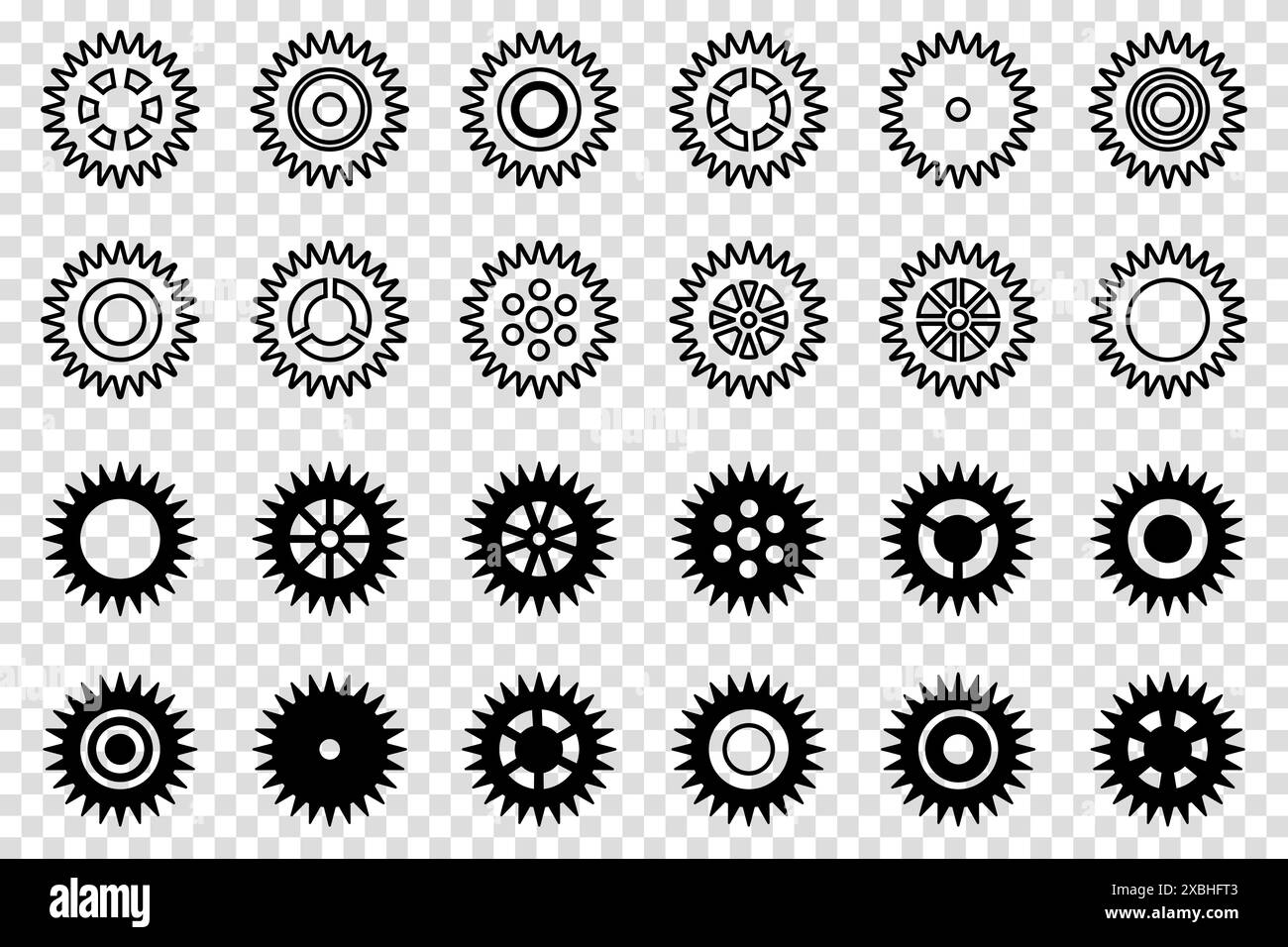 Gears icon set. Setting gears icon. Collection of mechanical cogwheels