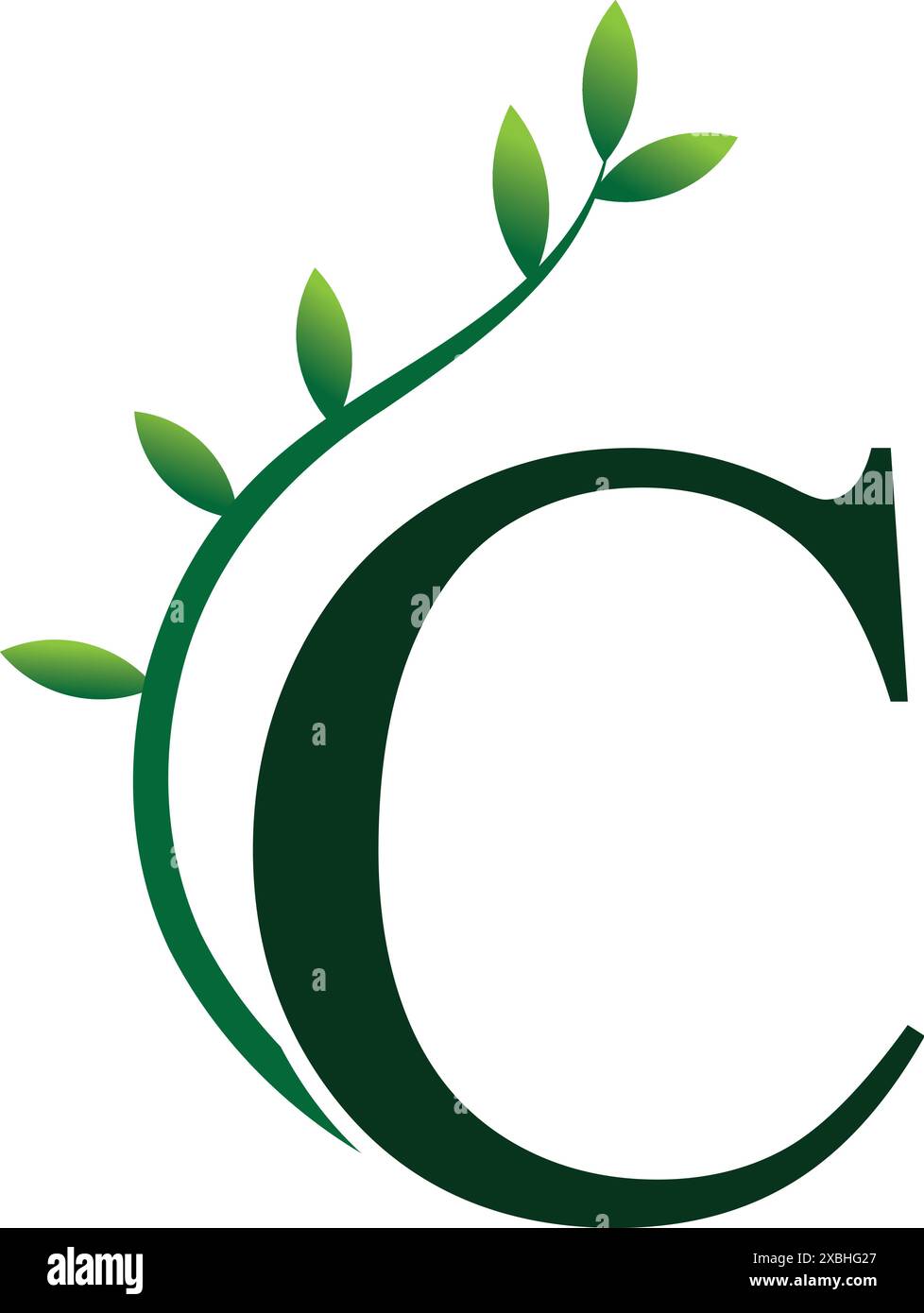 C Letter Logo. Green Color. Leaf Style - Vector Stock Vector Image ...