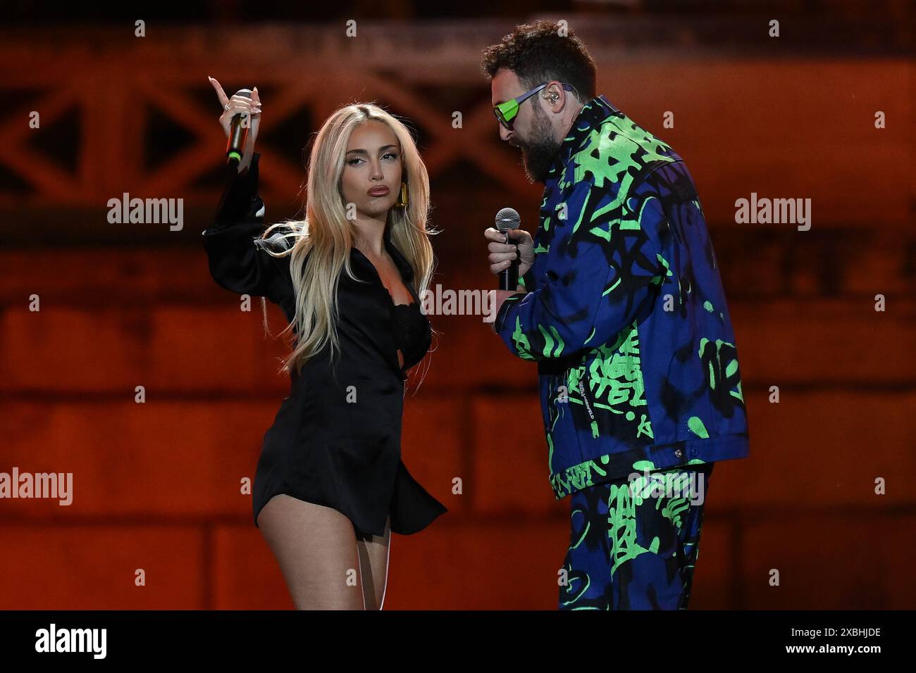 Rome Italy 12th May 2024 Ana Mena And Dargen D Amico Are Performing rome-italy-12th-may-2024-ana-mena-and-dargen-d-amico-are-performing