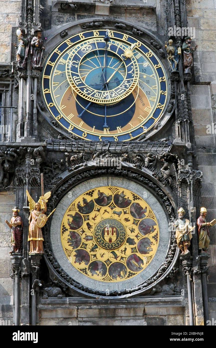 Prague Astronomical Clock or Prague Orloj, Prague, Czech Republic Stock Photo