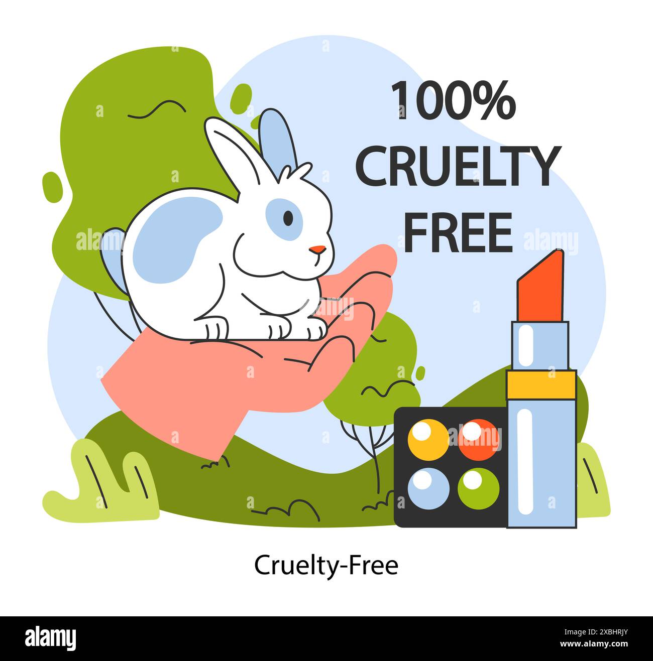 Rabbit Rights Poster Cute little white rabbit. Cruelty free sustainable development, animals ...