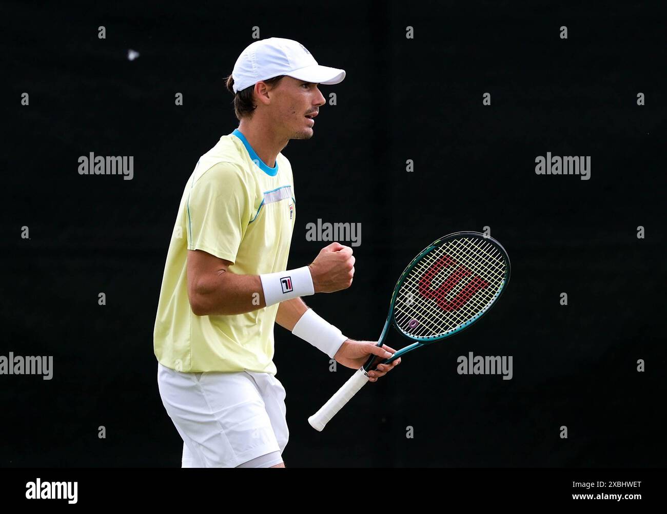 12th June 2024; Lexus Nottingham Tennis Centre, Nottingham, England; Rothesay Nottingham Open, Day 3; Patrick Kypson celebrates the point against Mikhail Kukushkin, mens singles Stock Photo