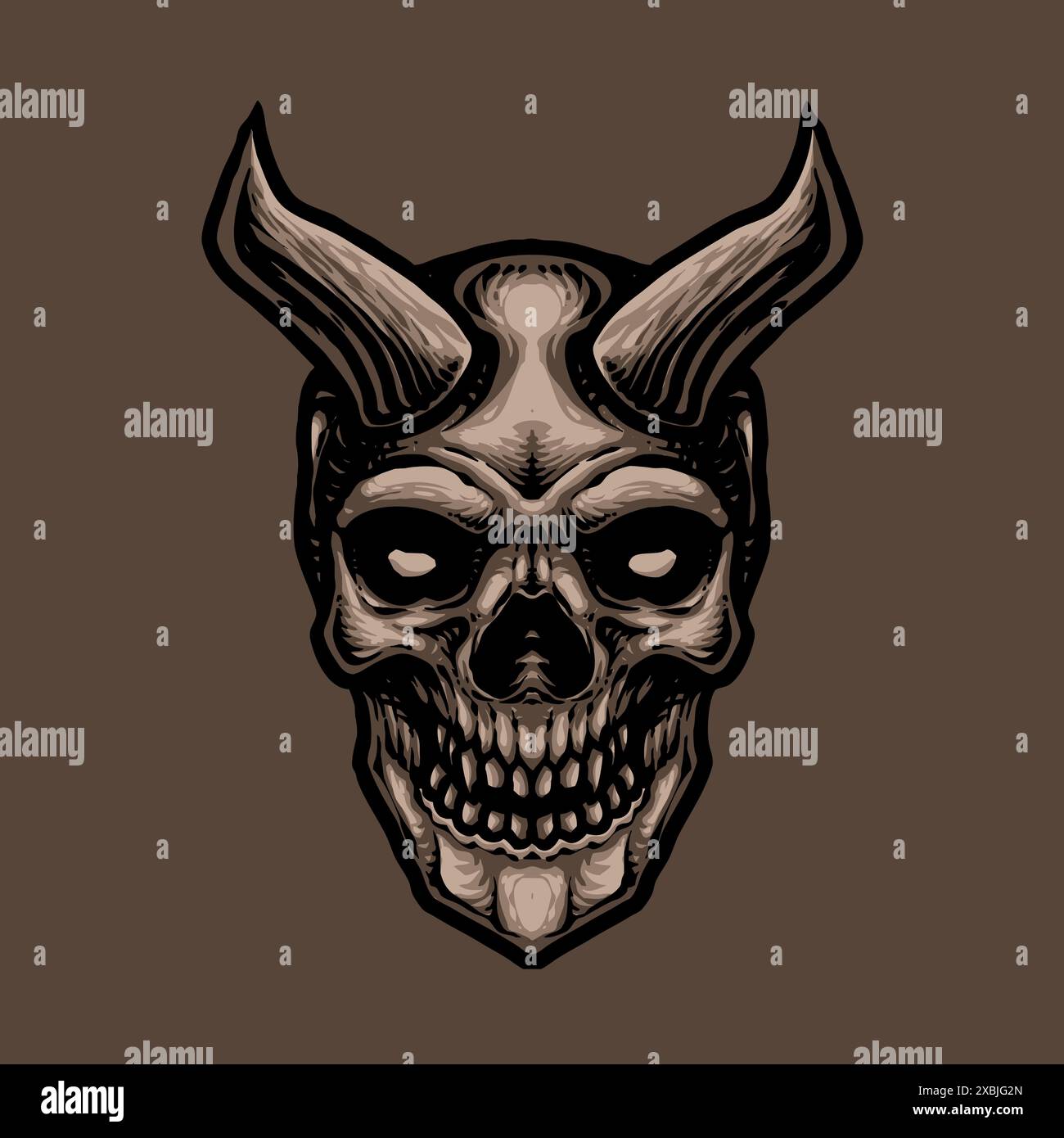 Demon skull head vector illustration design Stock Vector