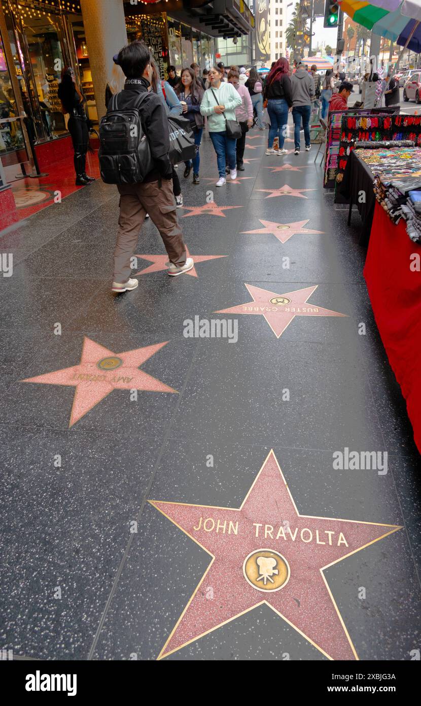 Brass stars on the Hollywood Walk of Fame, Hollywood Boulevard Los ...