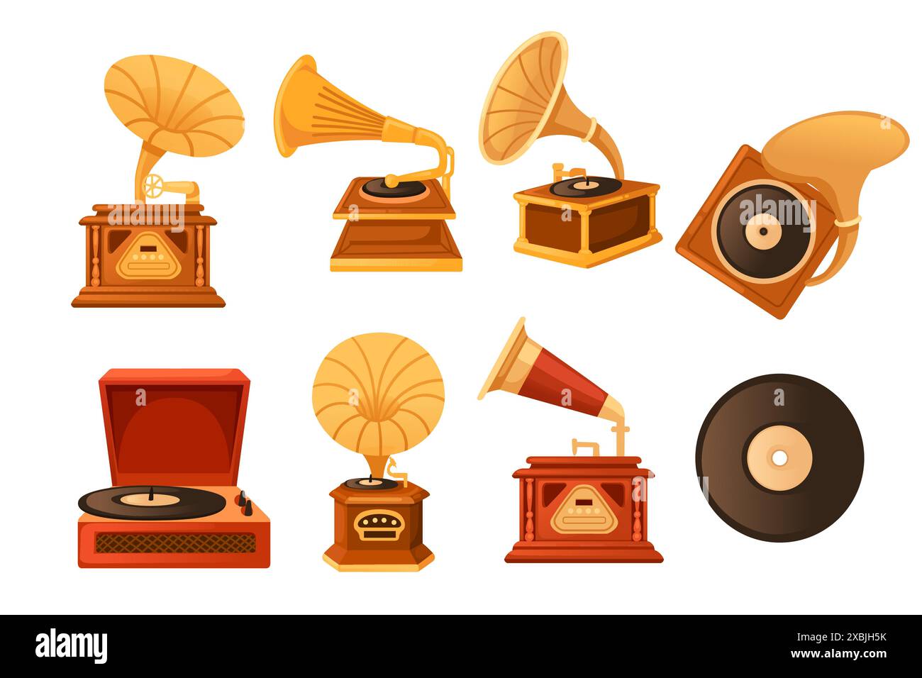 Gramophone Set Wooden trumpet Stock Vector Images - Alamy