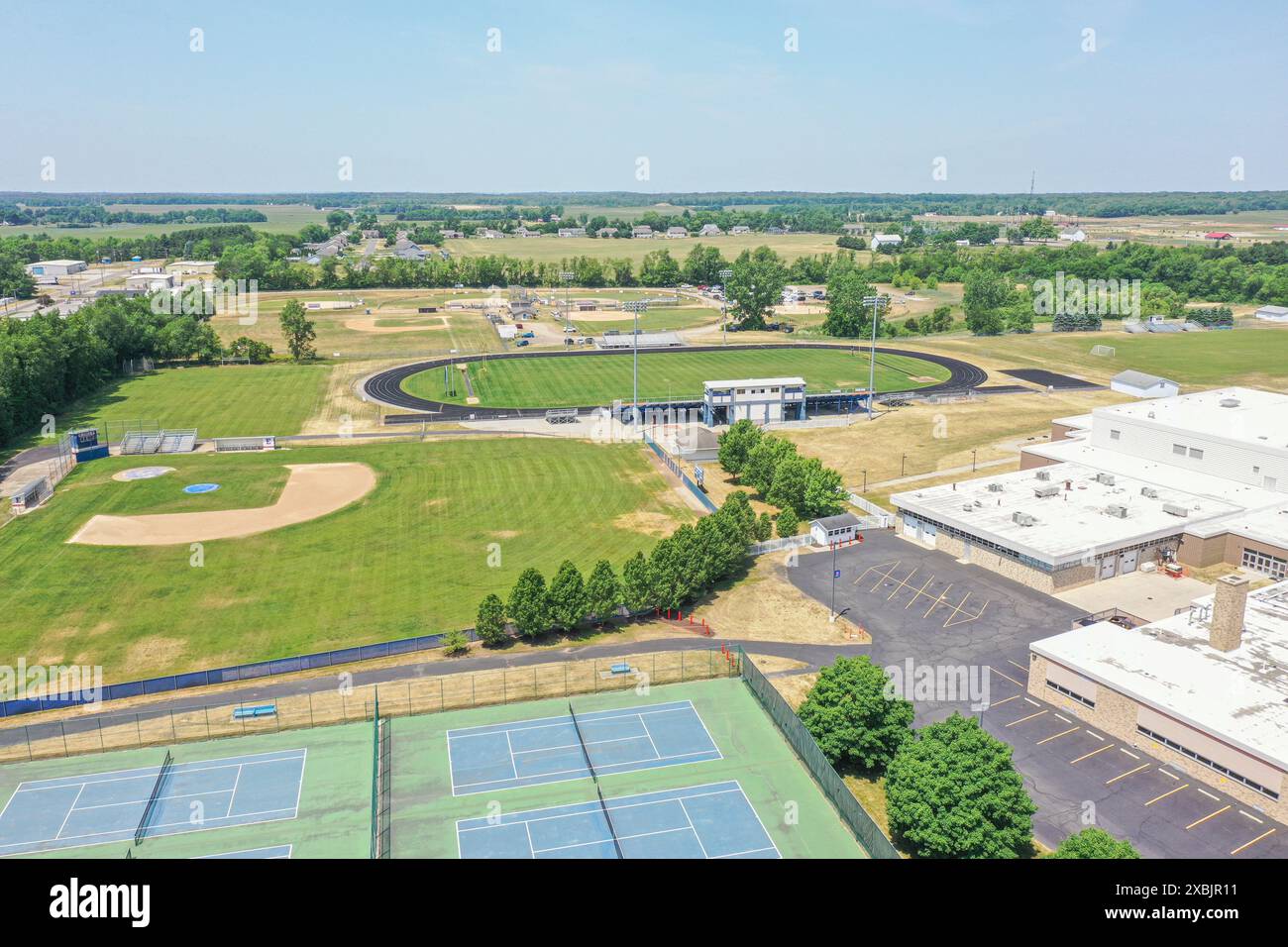 An Aerial view of the athletic complex at Edwardsburg High School in